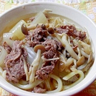 寒い日はガッツリ！簡単肉うどん♪